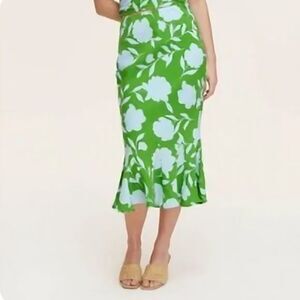 Kate Spade Target Classic Floral Women's size XL Linen Fit Flare Midi Skirt d